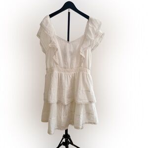American Eagle Outfitters White Ruffle Mini Dress- NWT